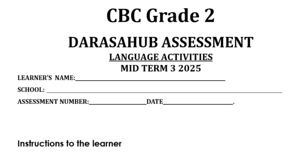 Grade 2 LANGUAGE ACTIVITIES MID TERM 3 ASESMENT