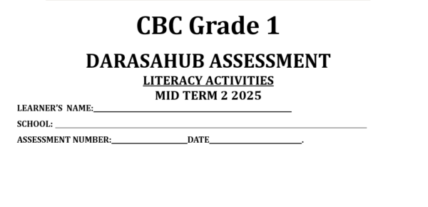 Grade 1 LITERACY ACTIVITIES MID TERM 2 ASSESMENT