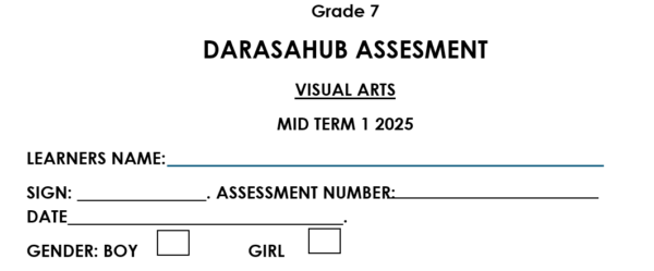 Grade 7 MID TERM 1 2025 visual arts